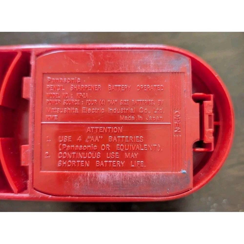 Vintage Panasonic KP-1A Battery‎ Pencil Sharpener - Red - Made in Japan - TESTED